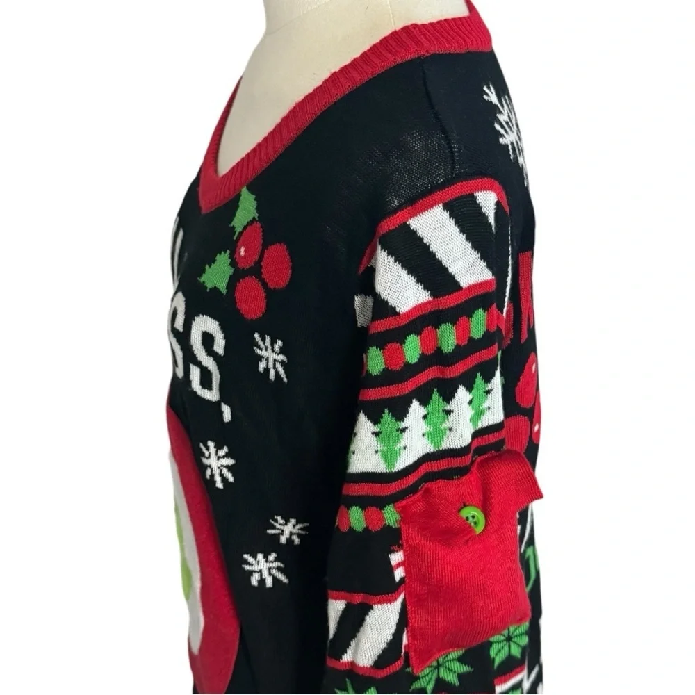 TIPSY ELVES‎ MEN'S DRINKING GAME UGLY CHRISTMAS SWEATER HOLIDAY SIZE L PARTY TOP